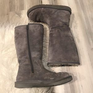 Grey Tall Zip-Up Ugg Boots